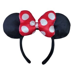 Disney Minnie Mouse Ears Headband - Red and Black w/ Red/White Polka Dot Bow